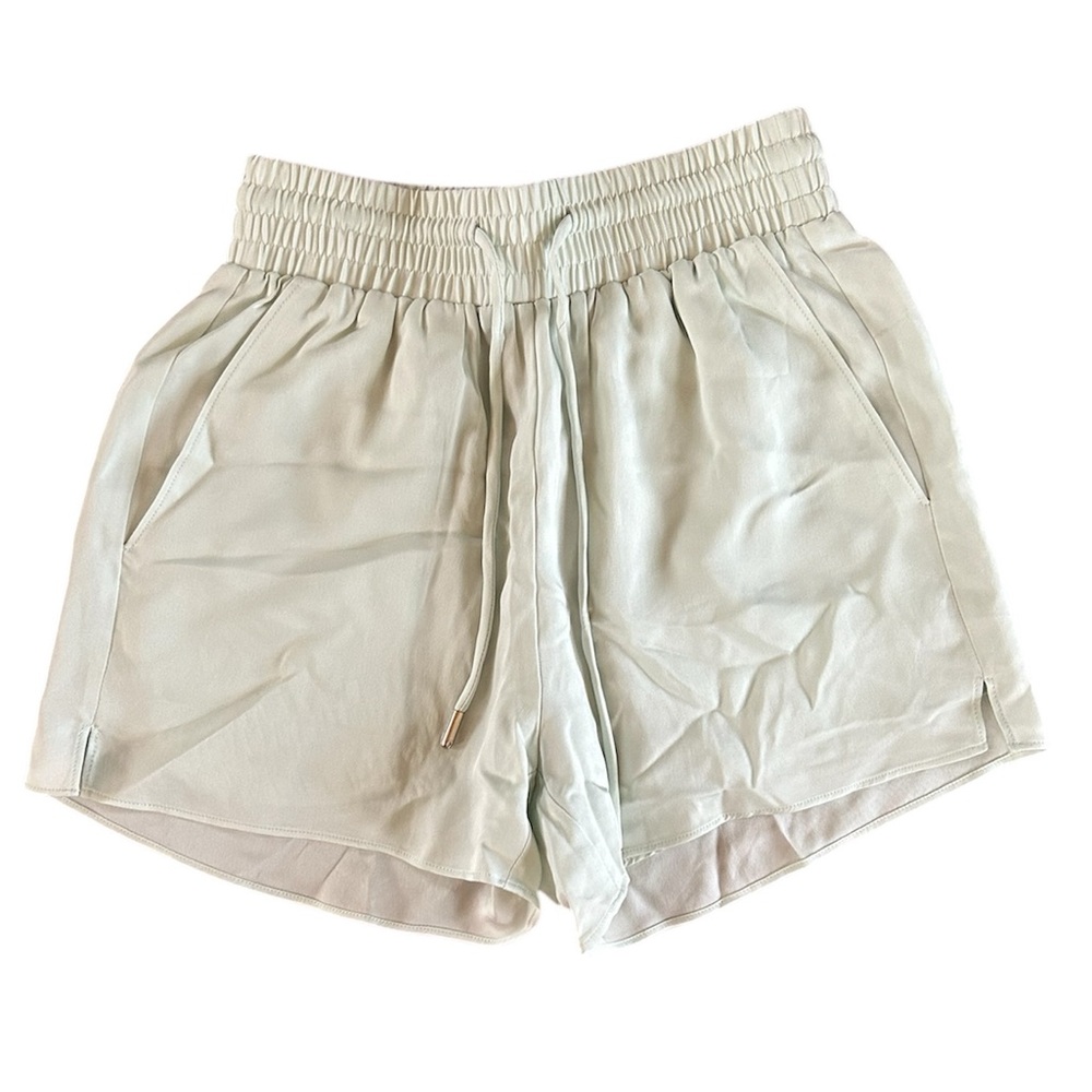 High-Waist Women's Elastic Drawstring Shorts in Light Mint